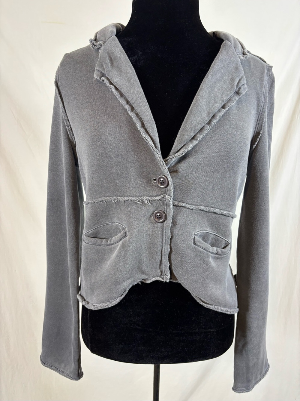 Vintage Roots Athletics Canada Grey Deconstructed Sweatshirt Blazer Jacket M Y2K